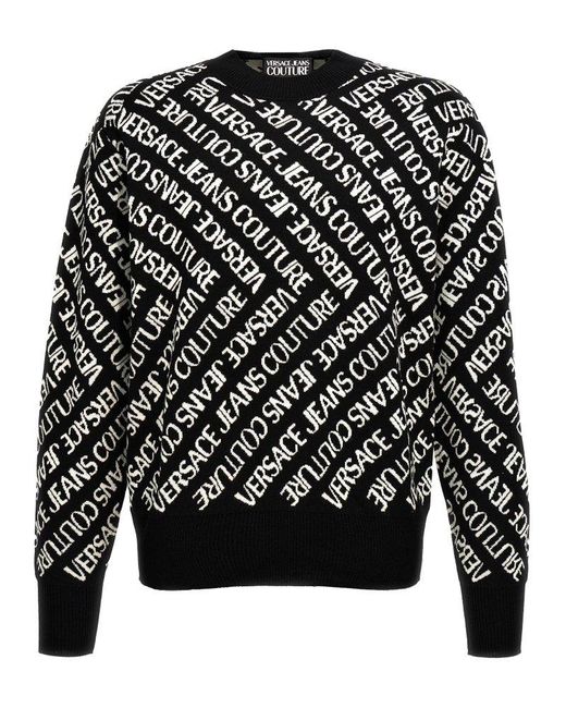 Versace Jeans Black All Over Logo Sweater Sweater, Cardigans for men