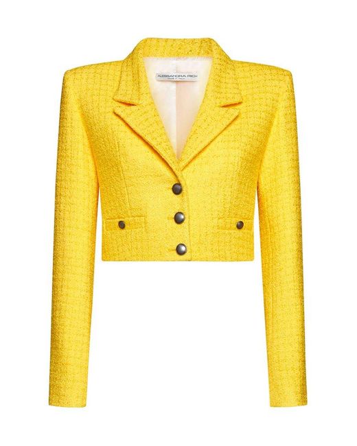 Alessandra Rich Yellow Single-breasted Cropped Jacket