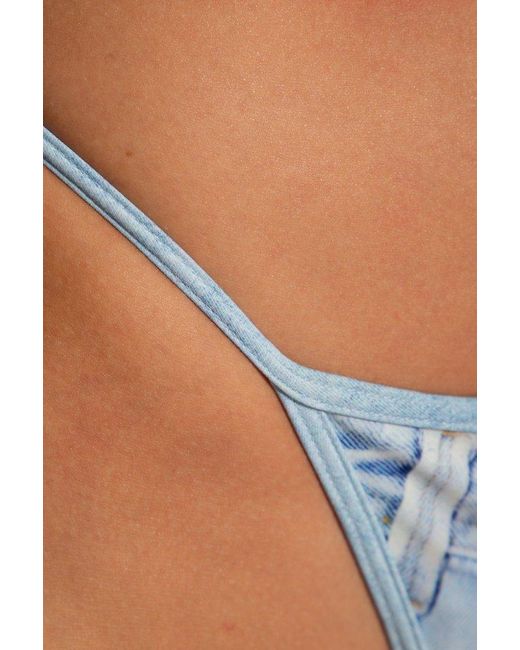 DIESEL Blue Bfpn-d-string Denim Pattern Bikini Bottoms