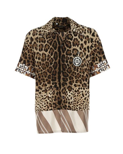 Dolce & Gabbana Multicolor Leopard Print Short-sleeve Shirt for men