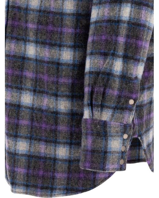 Beams Plus Blue Plaid Button-Down Shirt for men