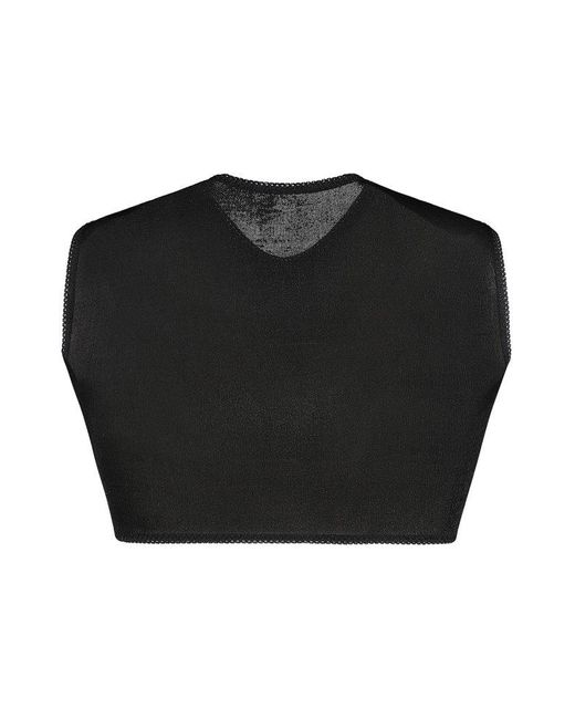Anna October Black Technical Fabric Twist Crop Top