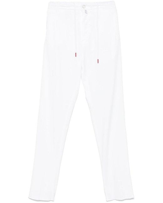 Kiton White Drawstring Relaxed Fit Jeans for men