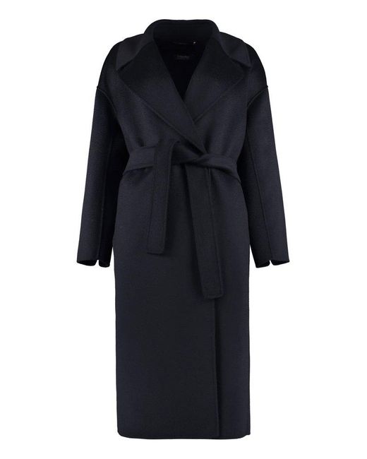 Max Mara Black Simone Double-breasted Wool And Cashmere Coat