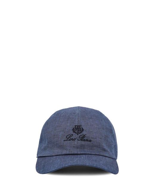 Loro Piana Blue Logo Embroidered Baseball Cap for men