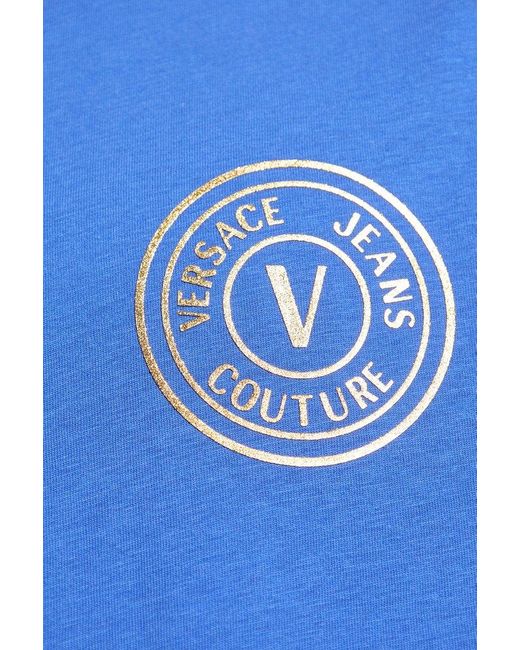 Versace Blue T-shirt With Logo for men