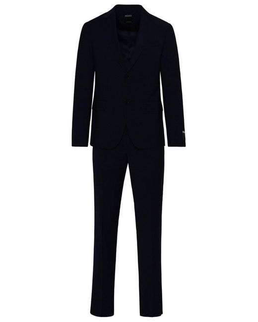 Zegna Drop 8 Suit In Blue Wool Blend for men