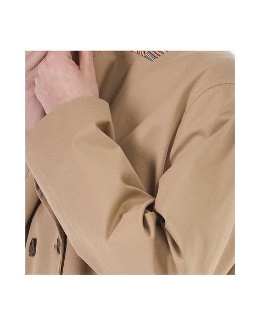 Paul Smith Natural Double-Breasted Twill Pea Coat