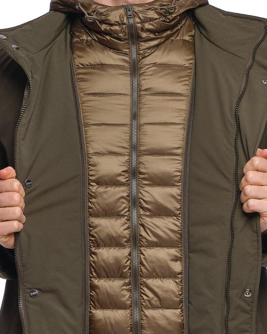 Herno Green Zip-up Layered Hooded Coat for men