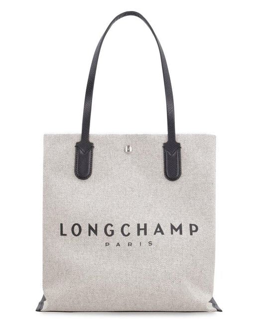 Longchamp White Roseau Tote Bag