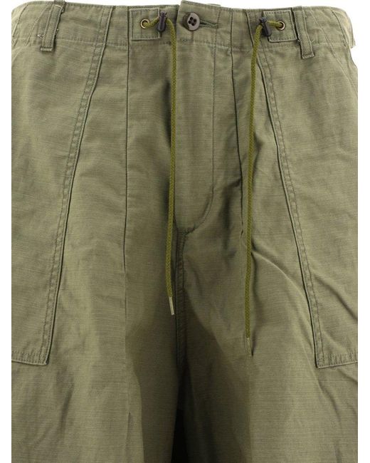 Needles Green Drawstring Loose-fit Pants for men