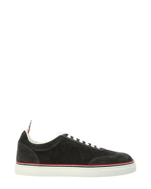 for Men Mens Shoes Trainers Low-top trainers Thom Browne Leather Rwb-stripe Low-top Sneakers in Grey White 