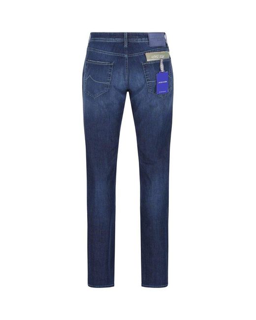 Jacob Cohen Blue Logo-embroidered Mid-rise Straight-leg Jeans for men