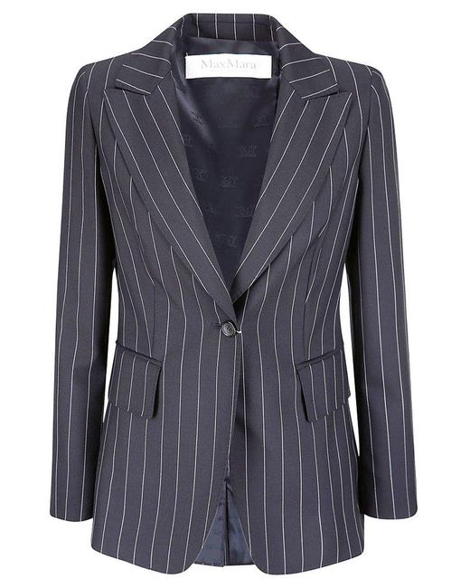 Max Mara Blue Striped Single-breasted Jacket