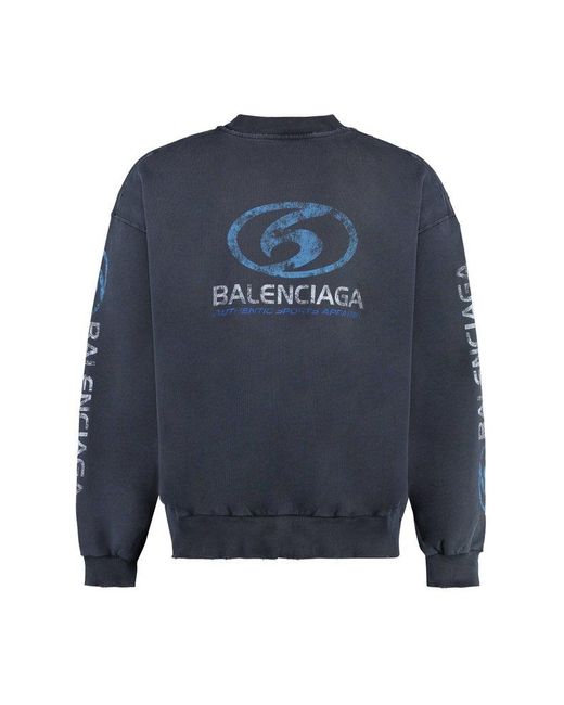 Balenciaga Blue Cotton Crew-neck Sweatshirt for men