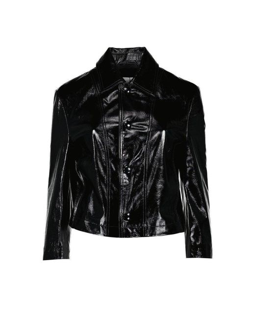 AMI Black Buttoned Leather Jacket