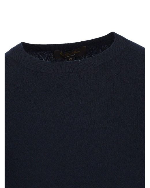 Loro Piana Blue Long-sleeved Knitted Jumper