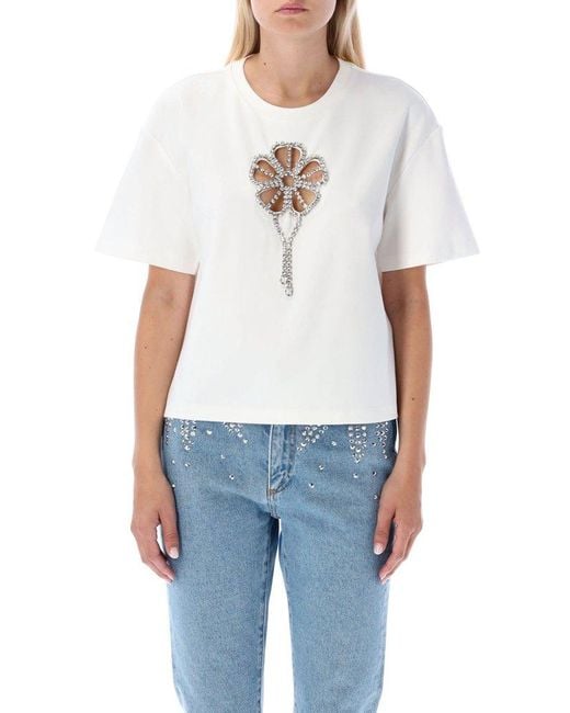 Area White Crystal Flower Relaxed T-shirt