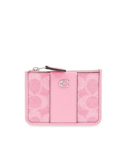 COACH Pink Card Case With Logo,