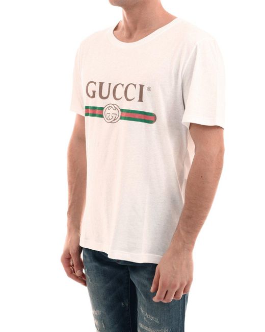 Gucci Cotton White Classic Logo T-shirt for Men - Save 56% - Lyst