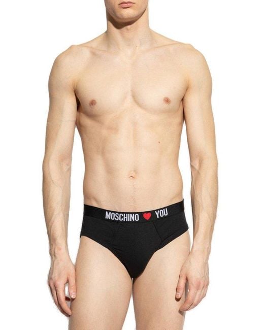 Moschino Black Two-Pack Briefs With Logo for men