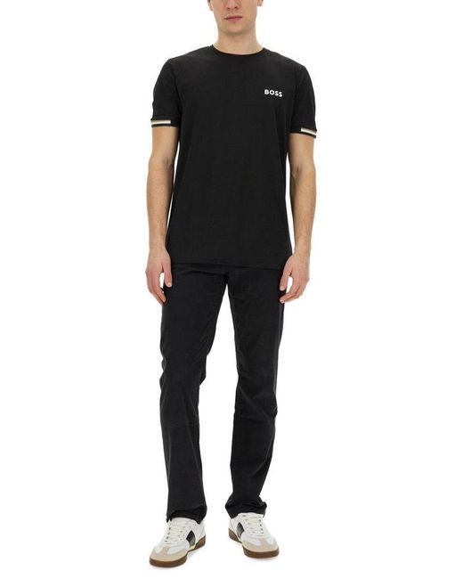 Boss Black Logo Printed Crewneck T-Shirt for men