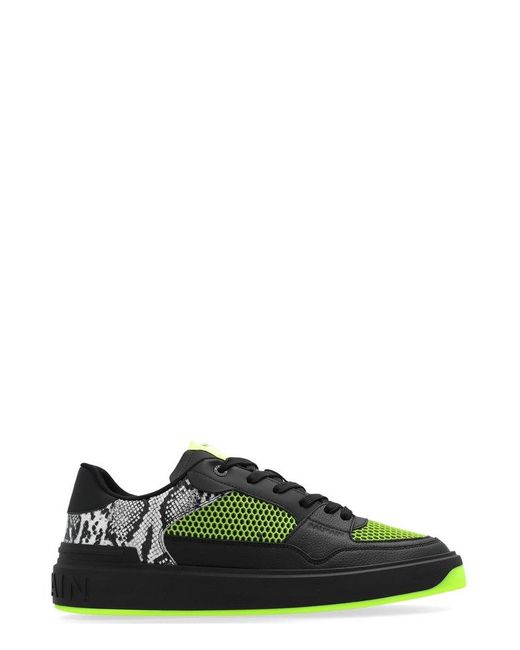 Balmain Green Snakeskin-effect B-court Flip Sneakers for men