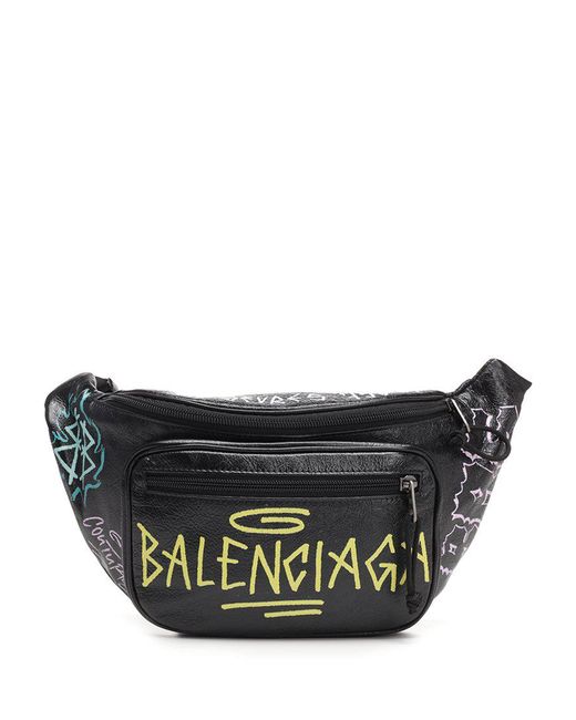 Balenciaga Black Graffiti Belt Bag for men