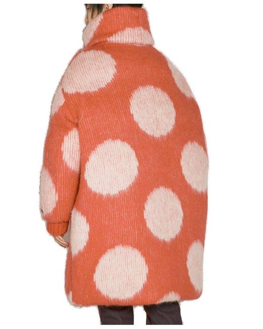 Marni Orange Dot Detailed Oversized Down Coat
