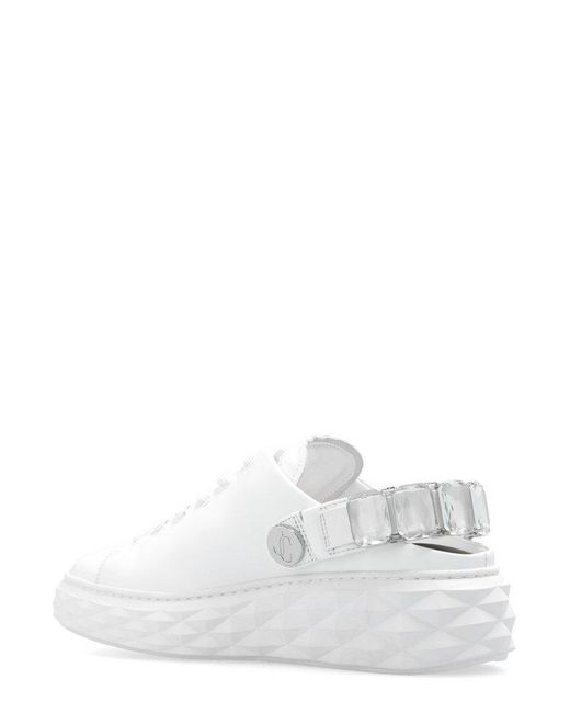 Jimmy Choo White Embellished Slingback Sneakers
