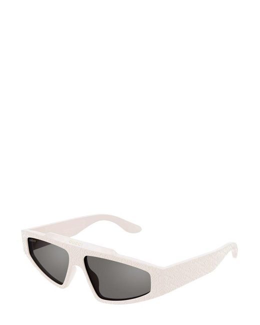 Gucci White Rectangle-frame Sunglasses for men