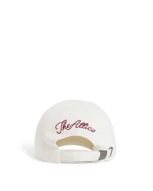 The Attico White Logo Embroidered Baseball Cap