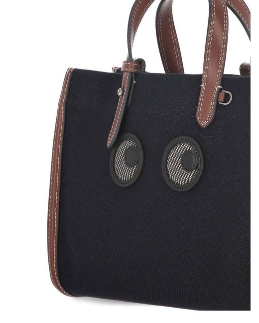 Anya Hindmarch Black Mini E/W Eyes Tote Bag