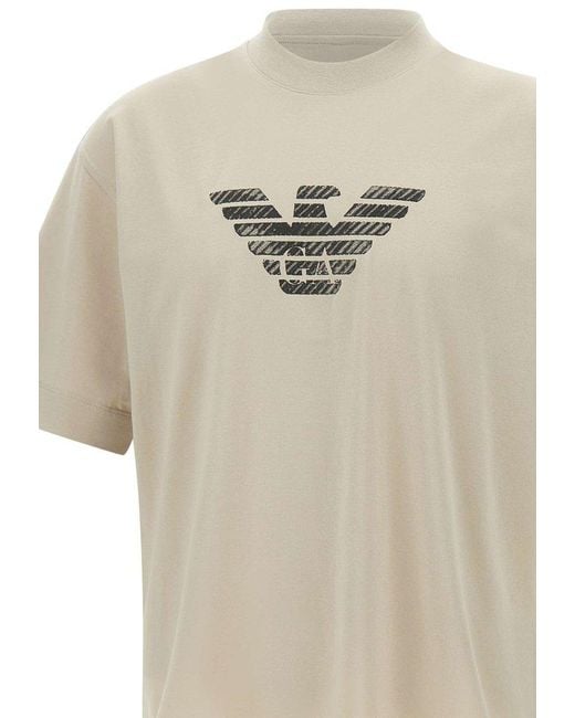 Emporio Armani White Gradient-Effect Stripe Embroidered Asv Oversized Jersey T-Shirt for men