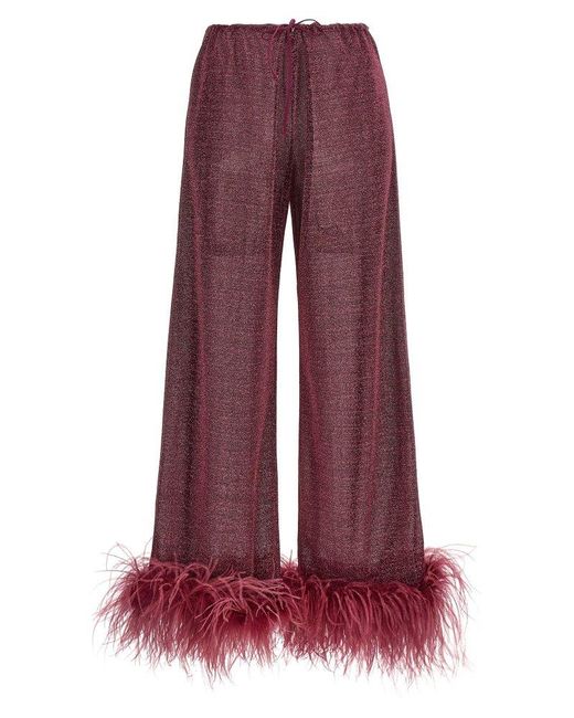 Oseree Purple Ostrich Feather Trousers,