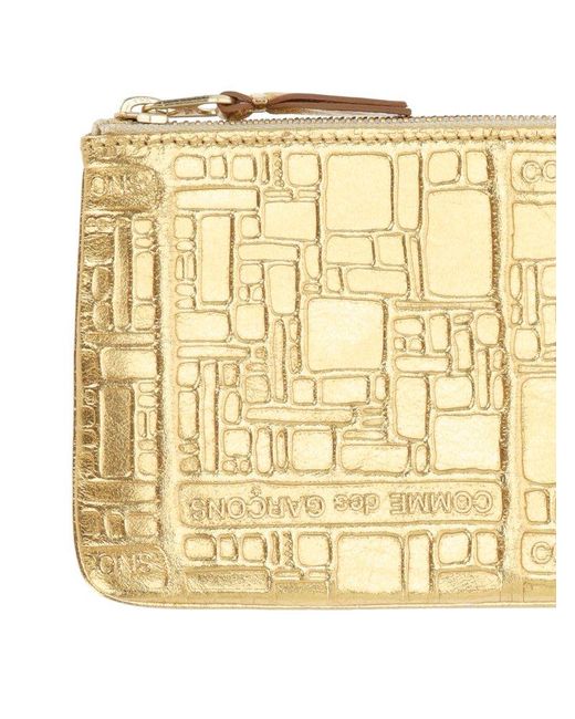 Comme des Garçons Metallic Logo Embossed Zipped Wallet