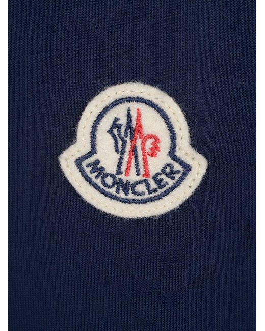 Moncler Blue Logo Printed Long-sleeved T-shirt for men