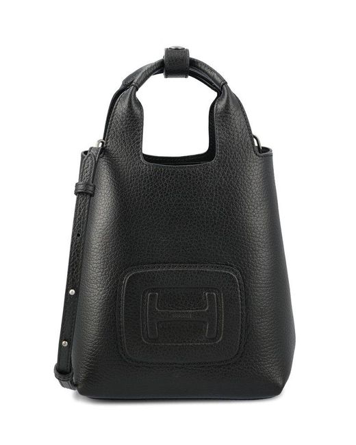 Hogan Black Logo Embossed H-bag Mini Shopping Bag