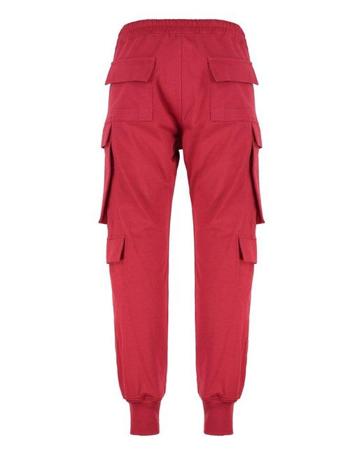 Rick Owens Red Mastodon Megacargo Drawstring Pants for men