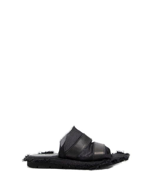 Yohji Yamamoto Black Frayed Slip-on Sandals