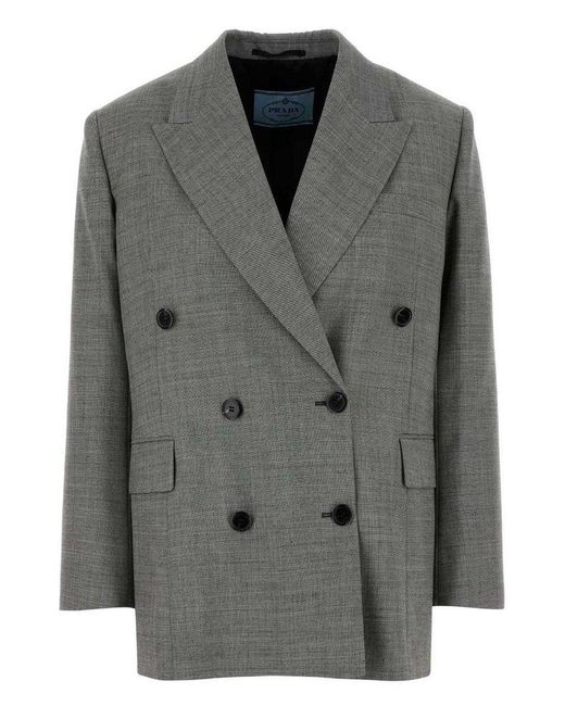 Prada Black Double-Breasted Tailored Blazer