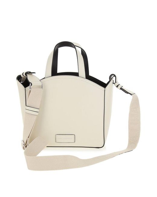 Karl Lagerfeld White K/circle Perforated Small Tote Bag
