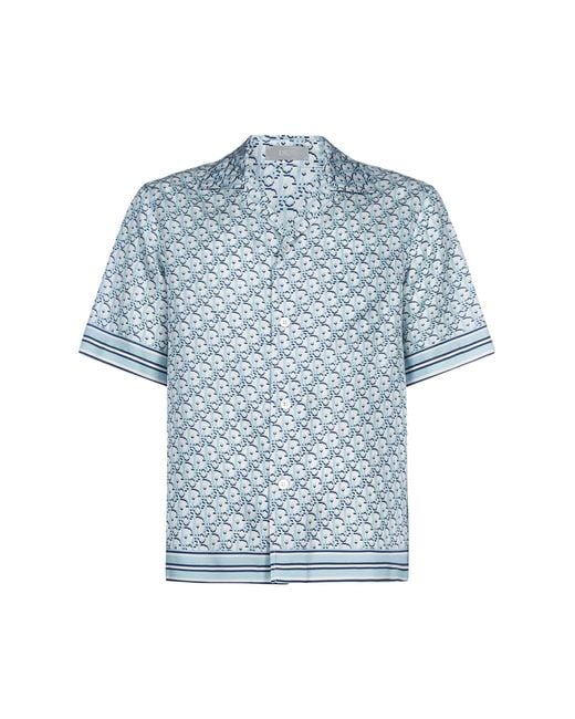 Dior Blue Dior Oblique Pixel Hawaiian Shirt for men