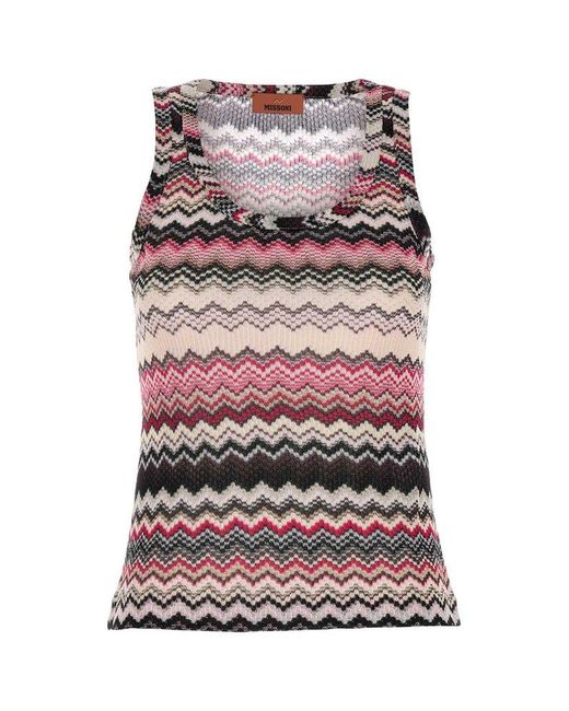 Missoni Multicolor Zigzag Sleeveless Knitted Top