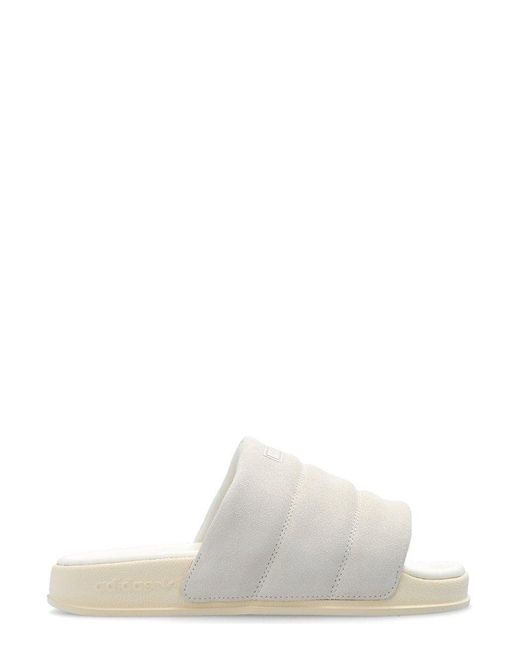 Adidas Originals White Adilette Essential Slip-on Slides