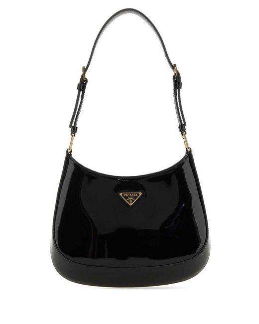 Prada Black Cleo Logo Plaque Shoulder Bag