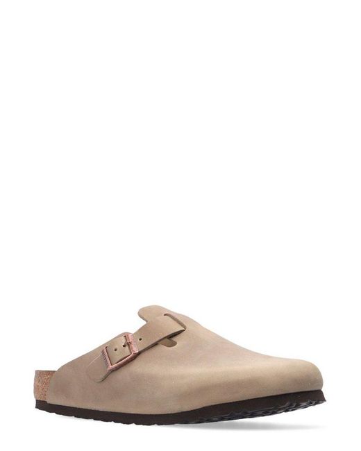 Birkenstock Brown Boston Big Buckle Slides for men