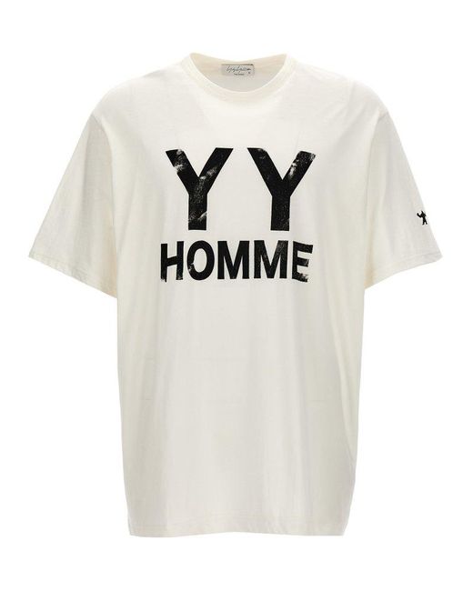 Yohji Yamamoto Gray Logo Print T-Shirt for men