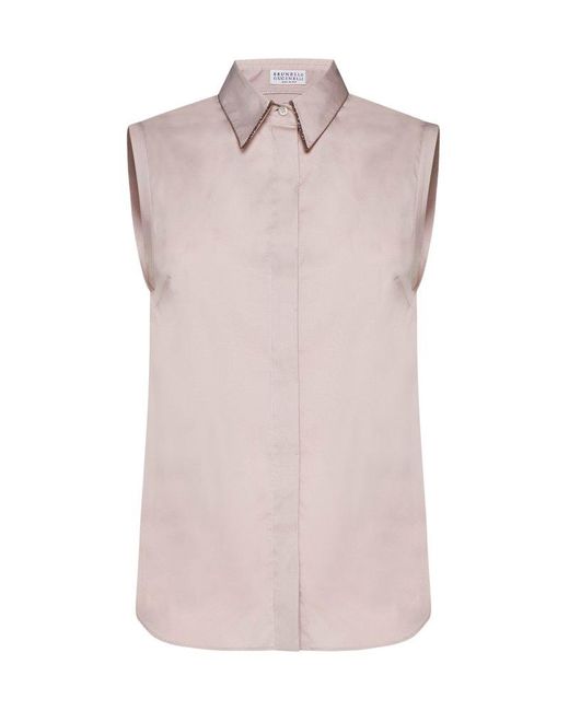 Brunello Cucinelli Pink Sleeveless Shirt