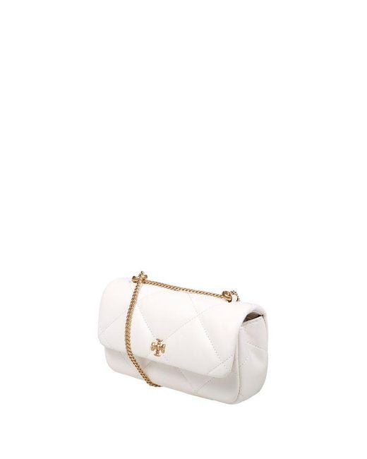 Tory Burch White Kira Diamond Quilted Mini Shoulder Bag